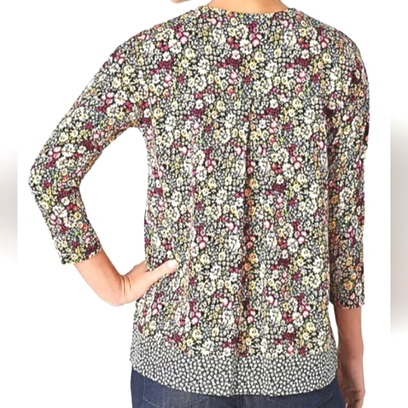 J Jill Amelia floral designed top With Polka Dot Hem extra large petite - Picture 5 of 10